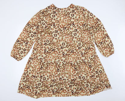 Boohoo Womens Beige Animal Print  Fit & Flare  Size 14