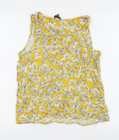 F&F Womens Yellow Floral  Basic Tank Size 8