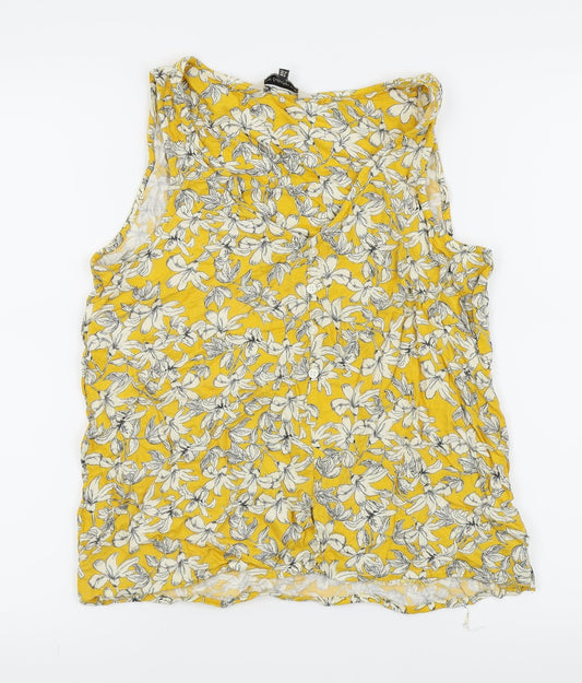 F&F Womens Yellow Floral  Basic Tank Size 8