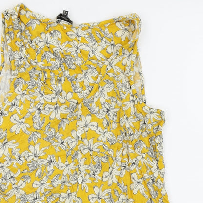 F&F Womens Yellow Floral  Basic Tank Size 8