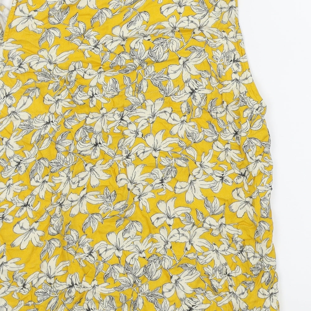 F&F Womens Yellow Floral  Basic Tank Size 8