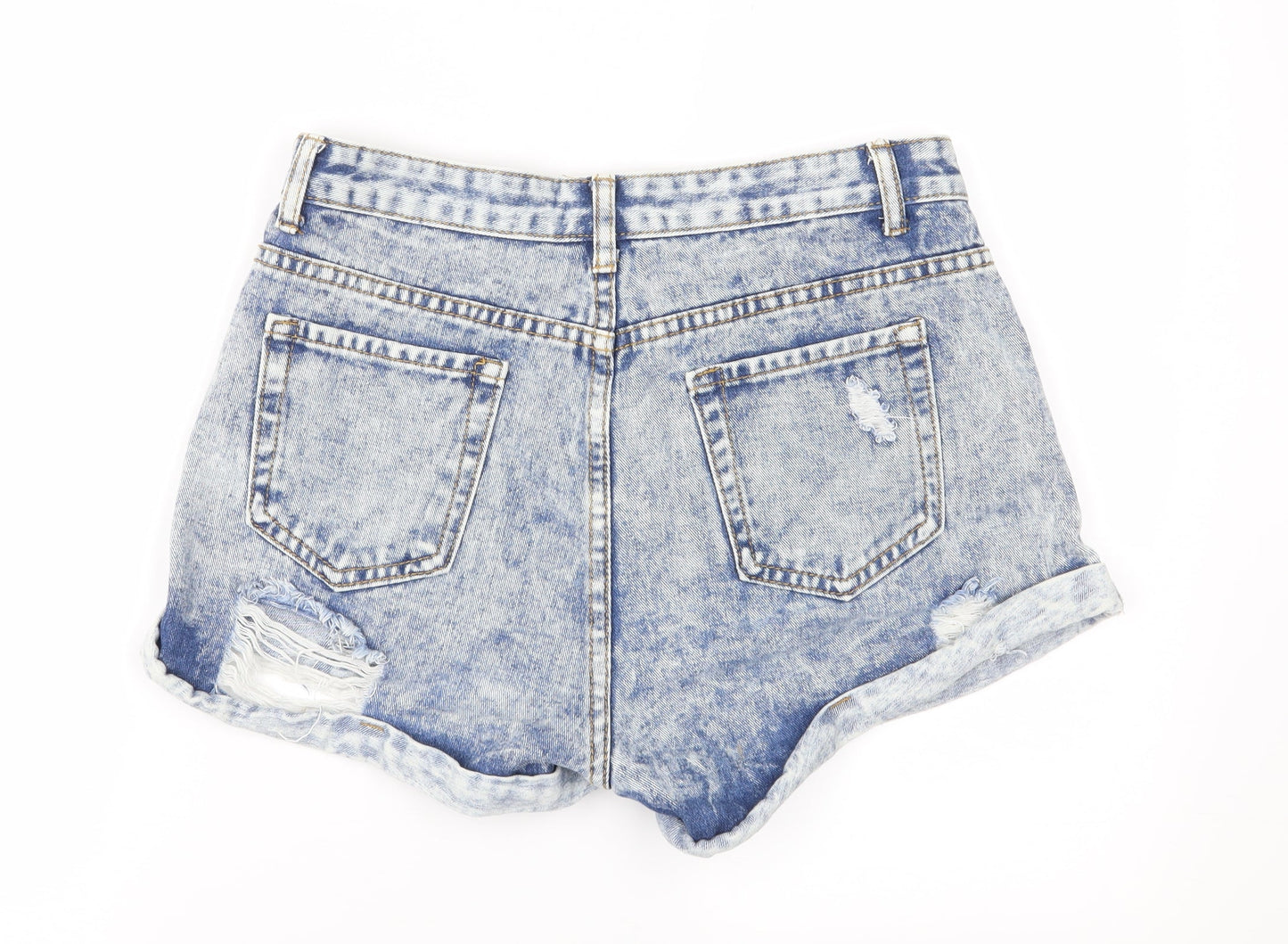 SheIn Womens Blue  Denim Hot Pants Shorts Size S - Distressed
