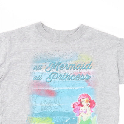 Disney Girls Grey  Jersey Basic T-Shirt Size S  - Mermaid