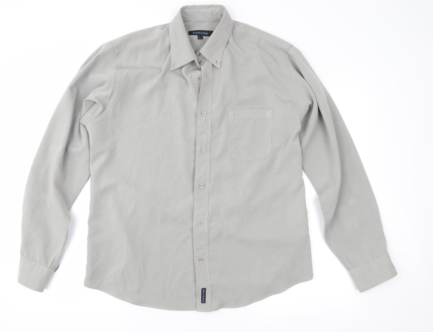 Mens UK Size L Chapter & Verse Grey  Button-Up Long Sleeve Casual Shirt