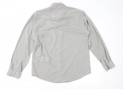 Mens UK Size L Chapter & Verse Grey  Button-Up Long Sleeve Casual Shirt