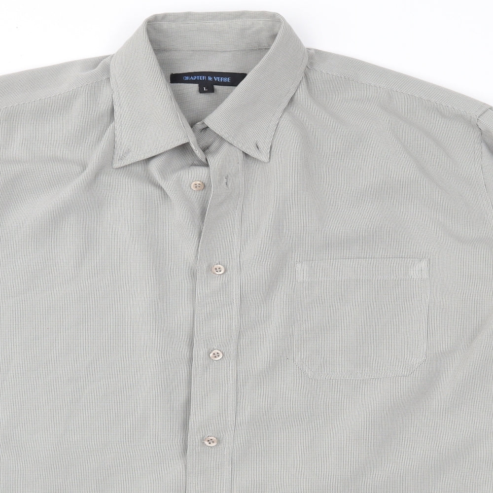 Mens UK Size L Chapter & Verse Grey  Button-Up Long Sleeve Casual Shirt