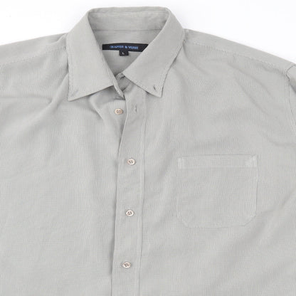 Mens UK Size L Chapter & Verse Grey  Button-Up Long Sleeve Casual Shirt