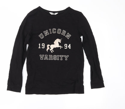 H&M Girls Black   Pullover Sweatshirt Size 11-12 Years