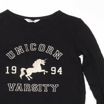 H&M Girls Black   Pullover Sweatshirt Size 11-12 Years