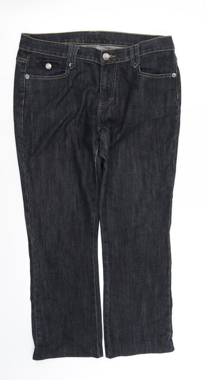 Womens UK Size L pre worn Regular Fit Straight Black Jeans