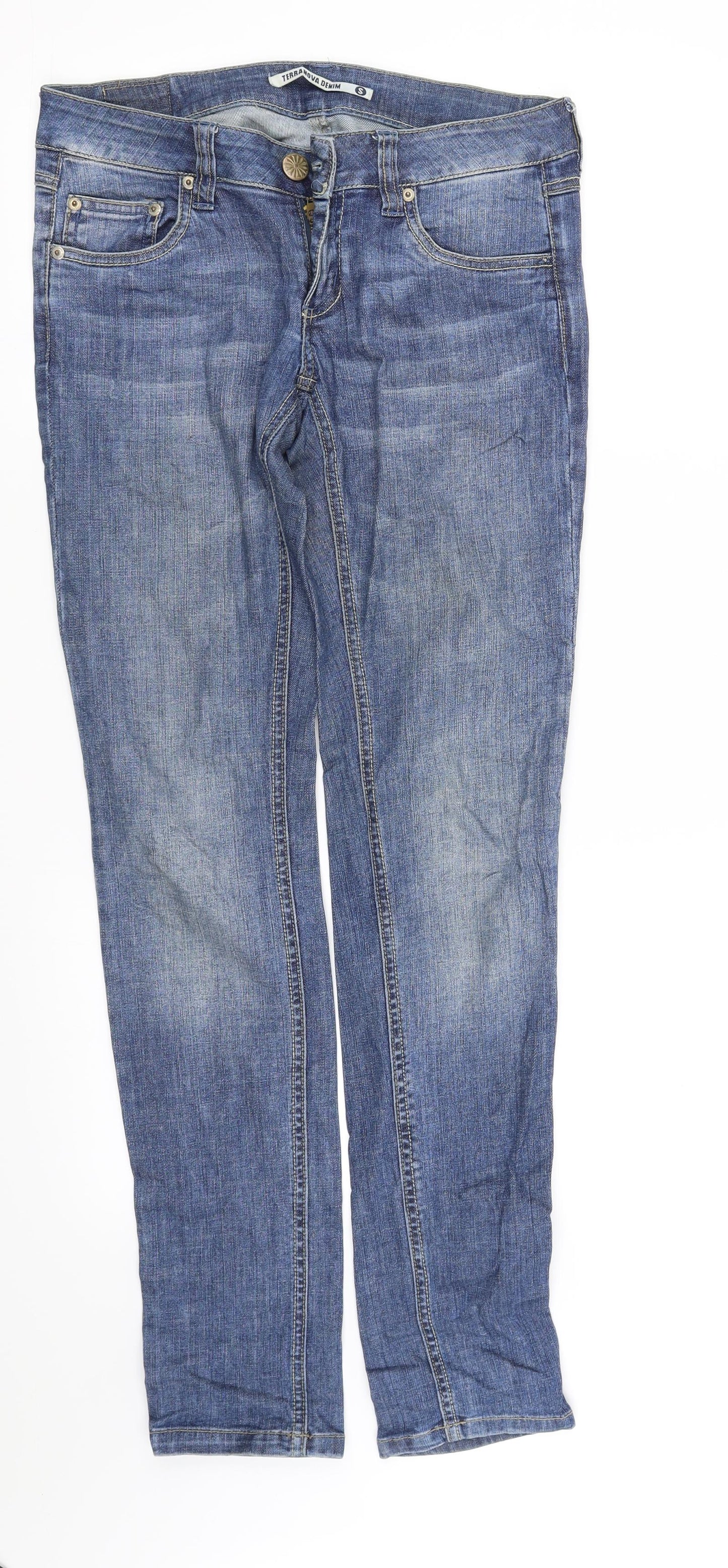 Womens UK Size S Terranova Regular Fit Straight Blue Jeans
