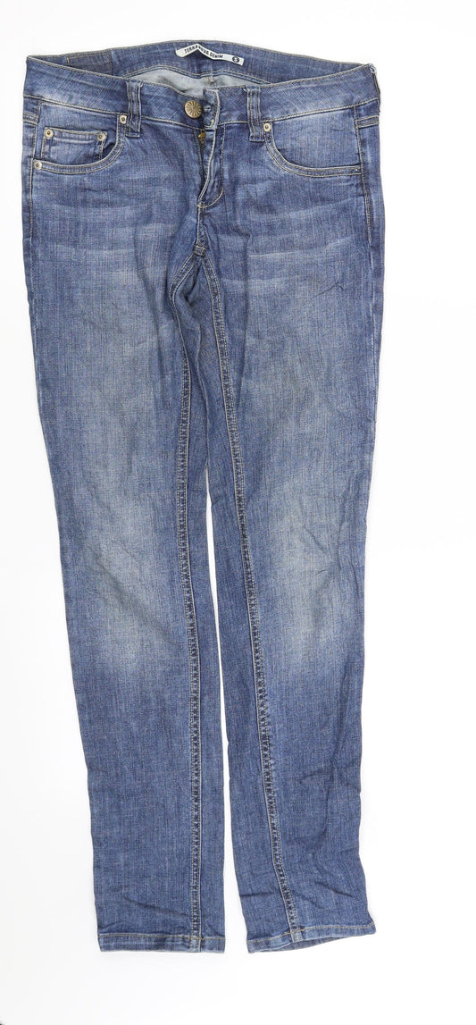 Womens UK Size S Terranova Regular Fit Straight Blue Jeans