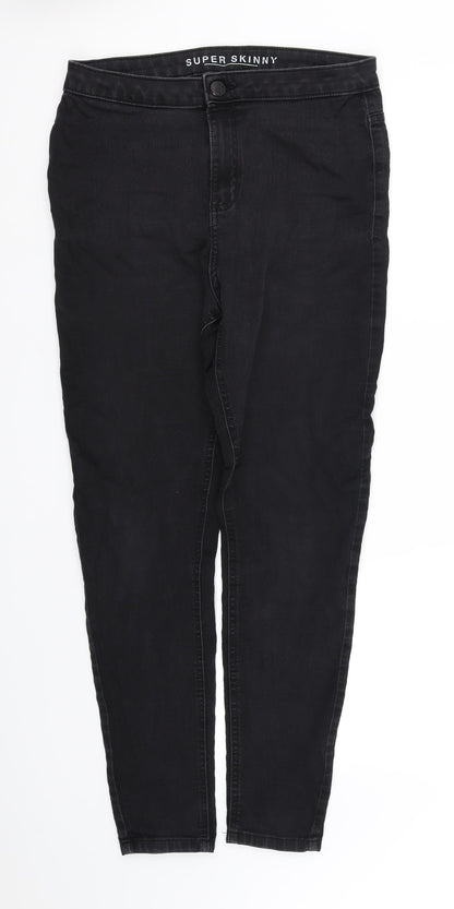 Womens UK Size 14 pre worn Regular Fit Straight Black Jeans