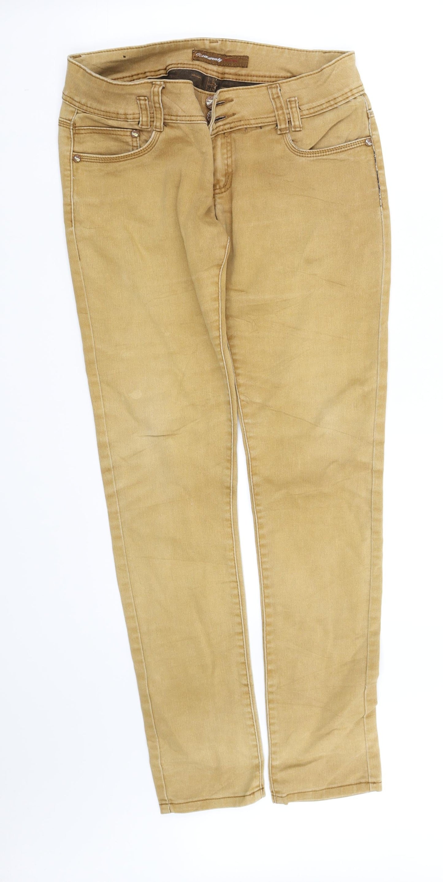 Womens UK Size L pre worn Regular Fit Straight Beige Jeans