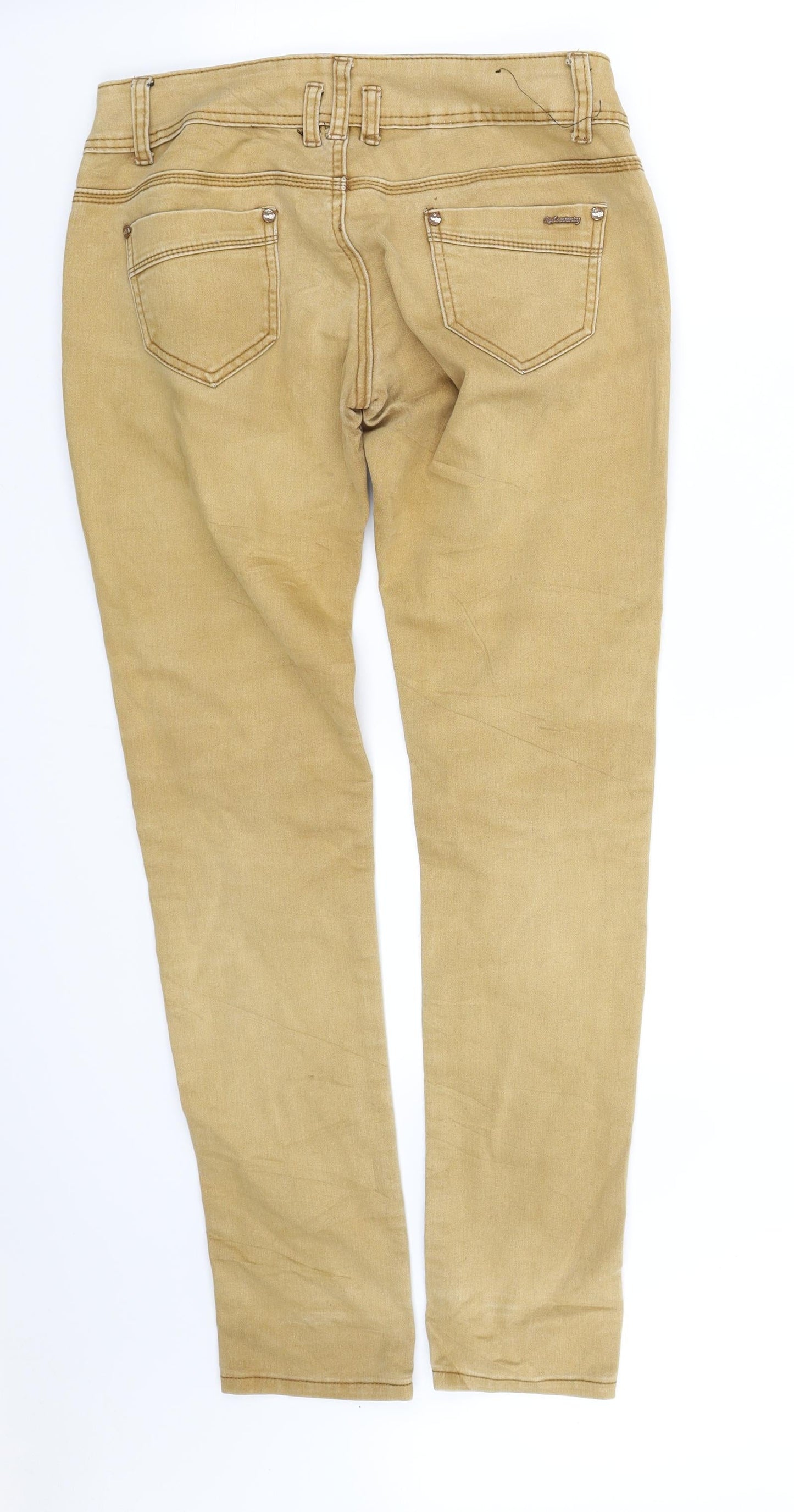 Womens UK Size L pre worn Regular Fit Straight Beige Jeans