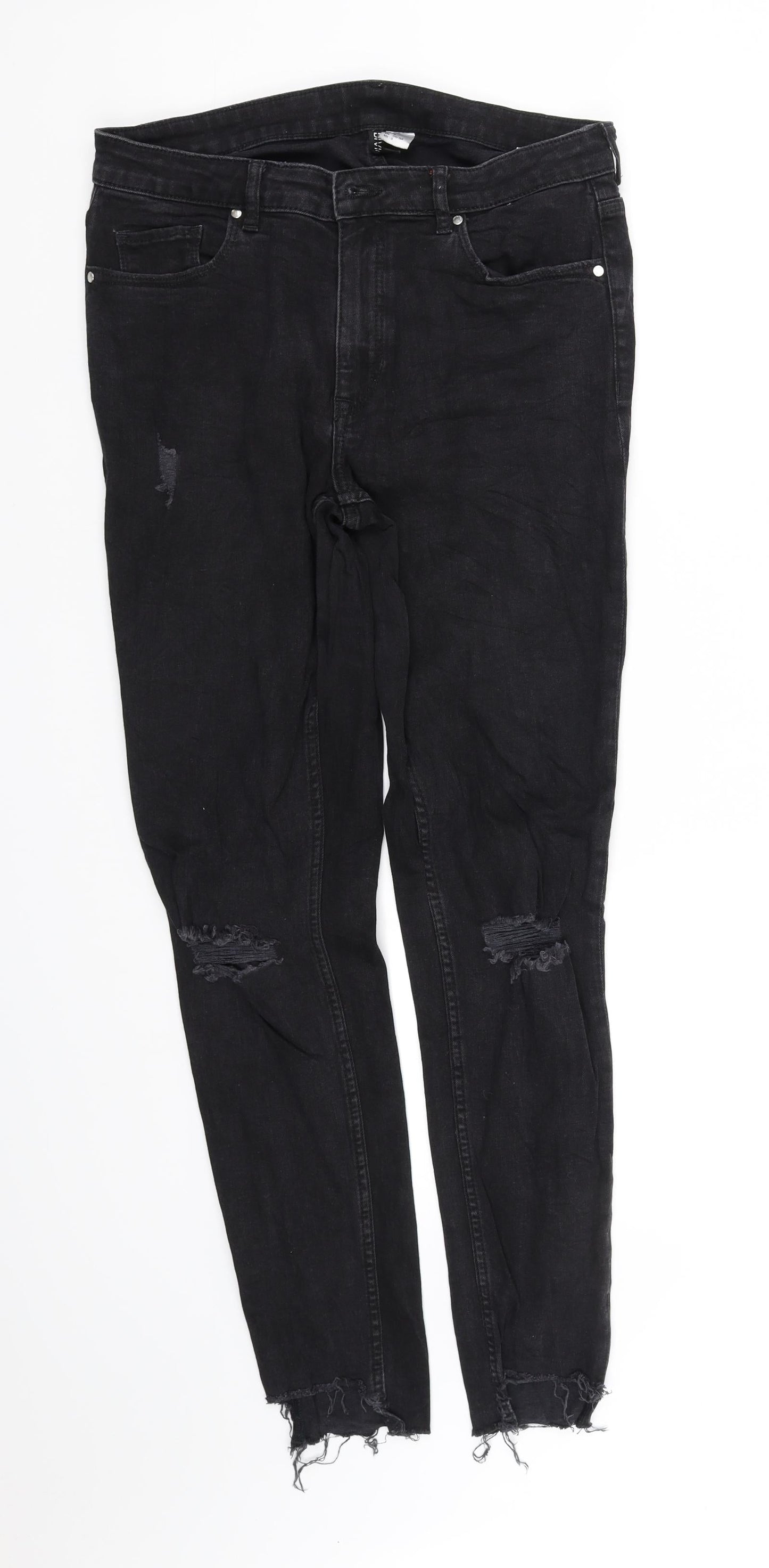 Womens UK Size 12 Divided Regular Fit Straight Black Jeans