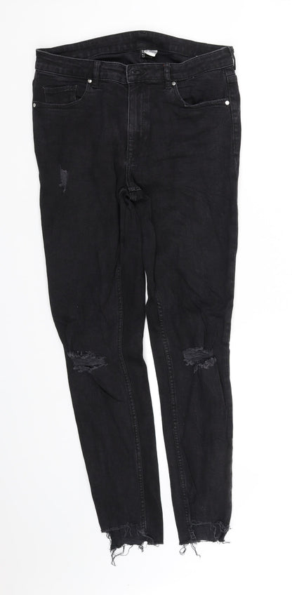 Womens UK Size 12 Divided Regular Fit Straight Black Jeans