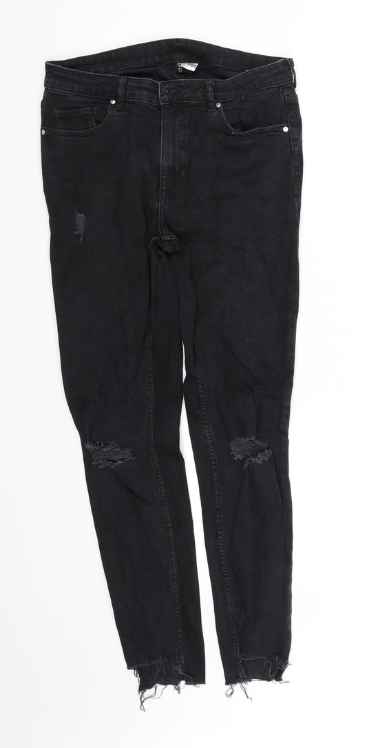 Womens UK Size 12 Divided Regular Fit Straight Black Jeans