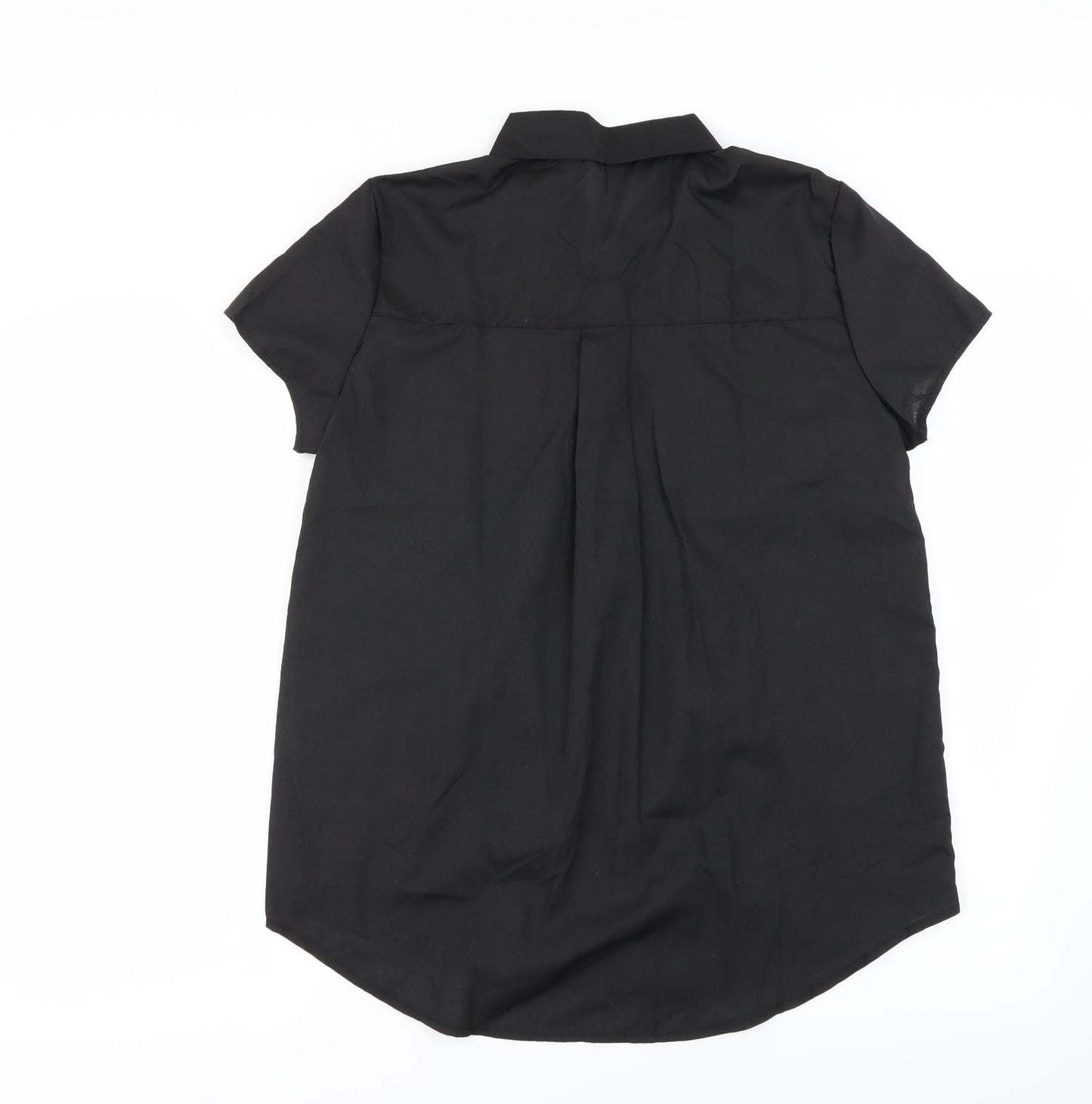 Womens UK Size M Preworn Black Basic Button-Up
