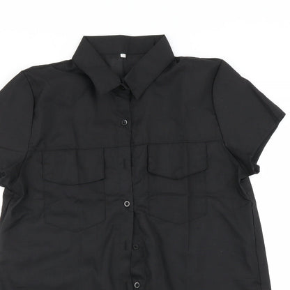 Womens UK Size M Preworn Black Basic Button-Up
