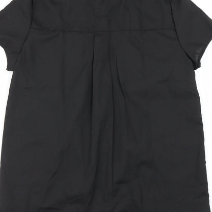 Womens UK Size M Preworn Black Basic Button-Up