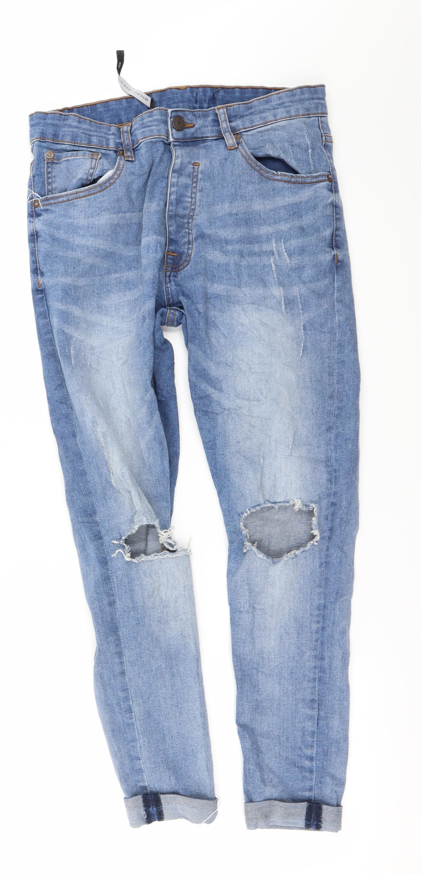 Mens UK Size 30 in Preworn Regular Fit Straight Blue Jeans