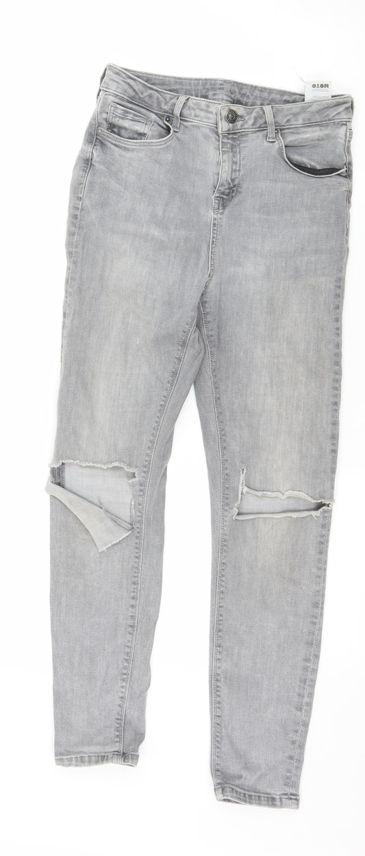 Topshop Womens Grey  Denim Skinny Jeans Size 28 in L26 in