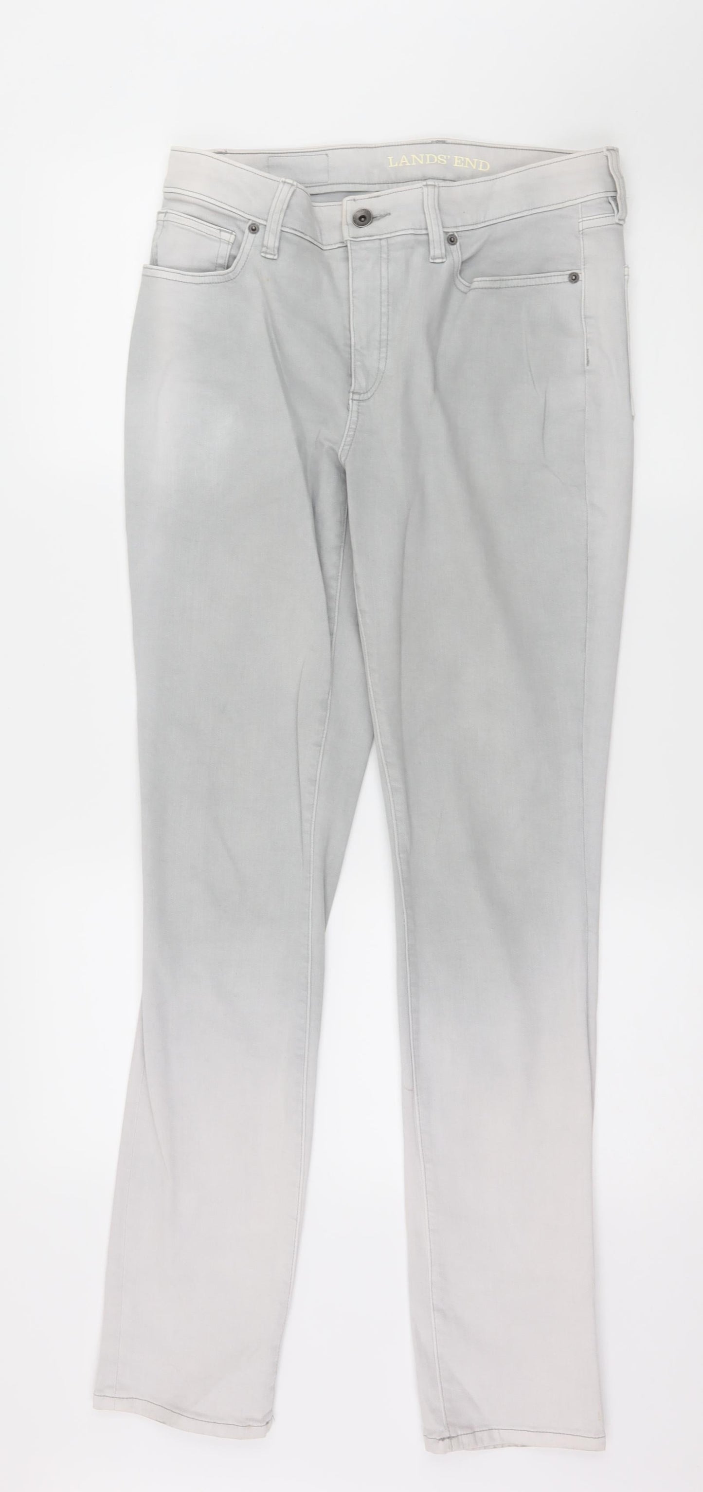 Lands' End Womens Grey  Denim Straight Jeans Size 10 L31 in - Ombre