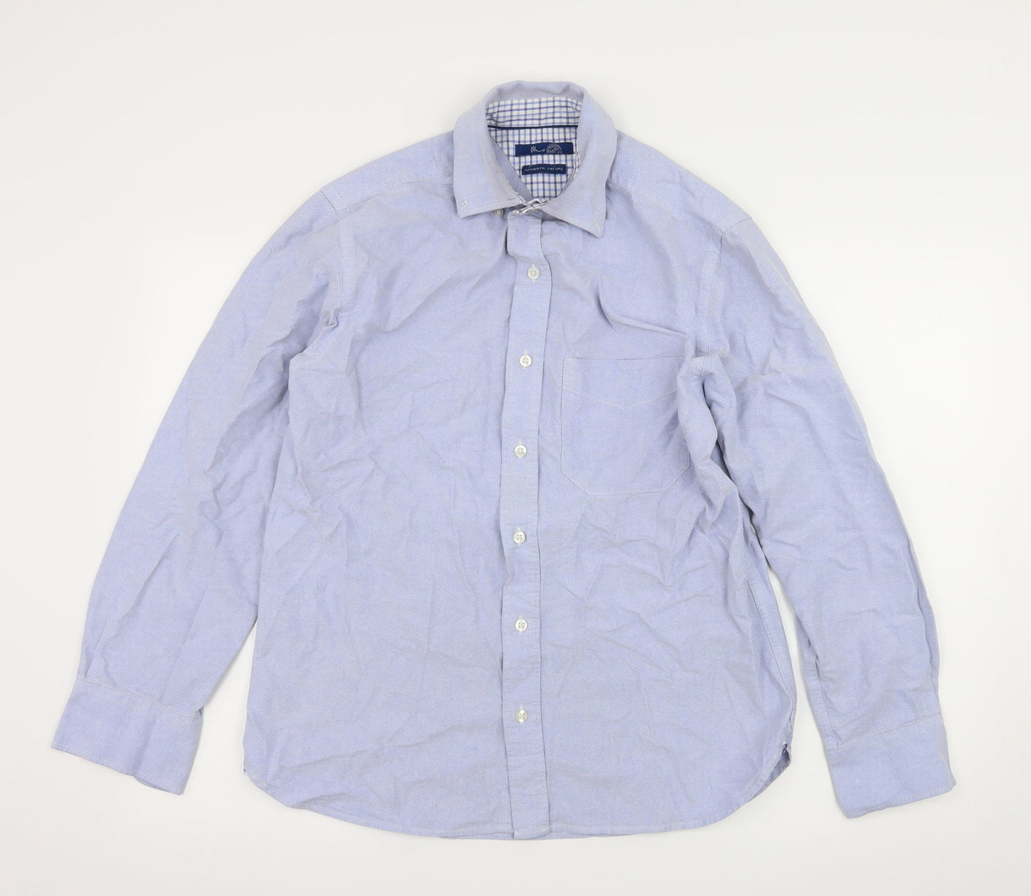 Mens UK Size S BHS Blue  Button-Up Long Sleeve Casual Shirt