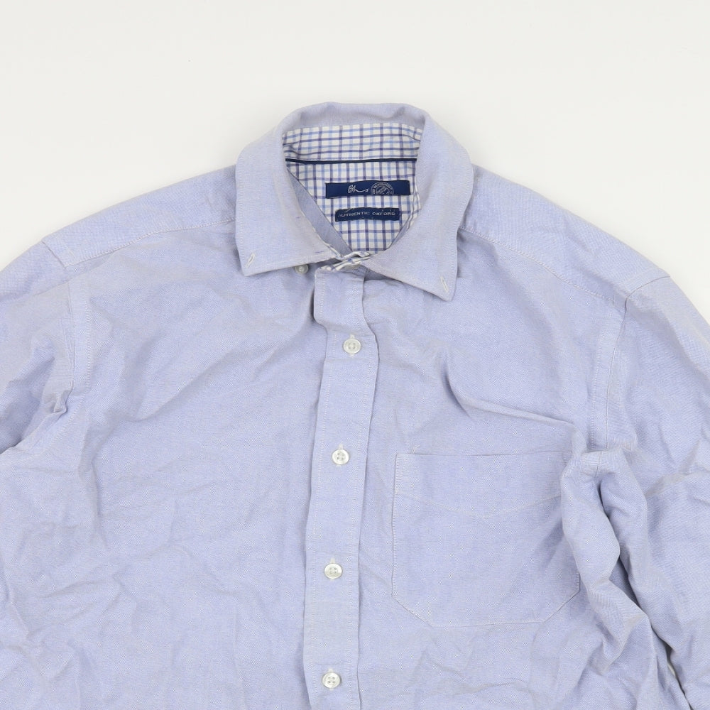 Mens UK Size S BHS Blue  Button-Up Long Sleeve Casual Shirt