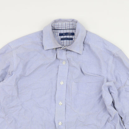 Mens UK Size S BHS Blue  Button-Up Long Sleeve Casual Shirt