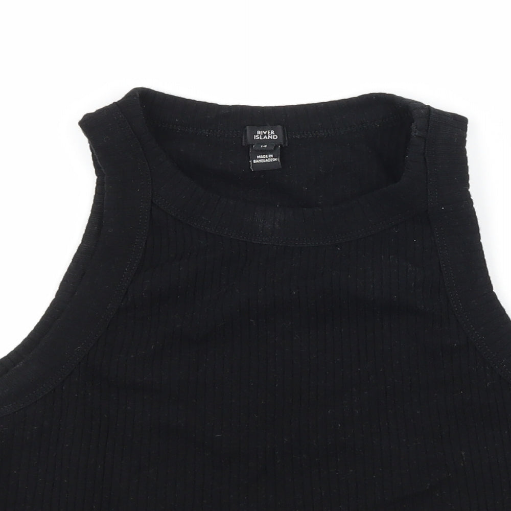 Womens UK Size 14 River Island Black Basic Tank