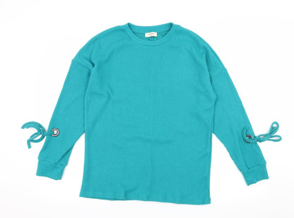 Papaya Womens Blue  Knit Pullover Jumper Size 8  - Tie Detail