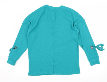 Papaya Womens Blue  Knit Pullover Jumper Size 8  - Tie Detail
