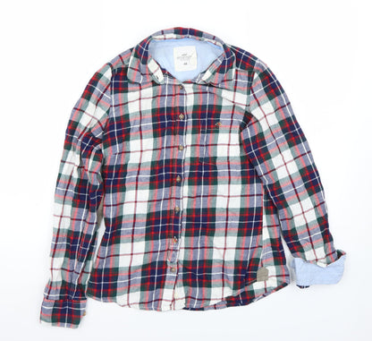 H&M Womens Red Check  Basic Button-Up Size 4