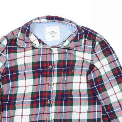 H&M Womens Red Check  Basic Button-Up Size 4