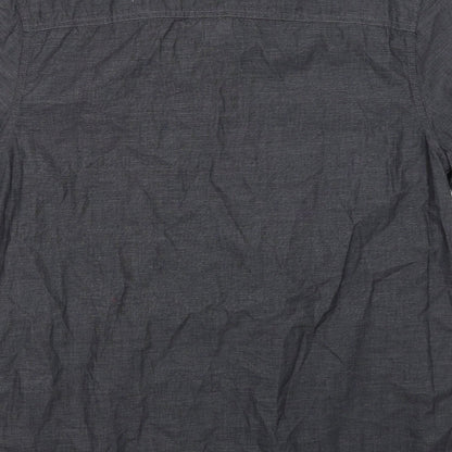 Mens UK Size L Peacocks Grey  Button-Up Short Sleeve Casual Shirt