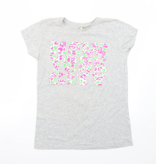 Denim & Co. Womens Grey   Basic T-Shirt Size 14