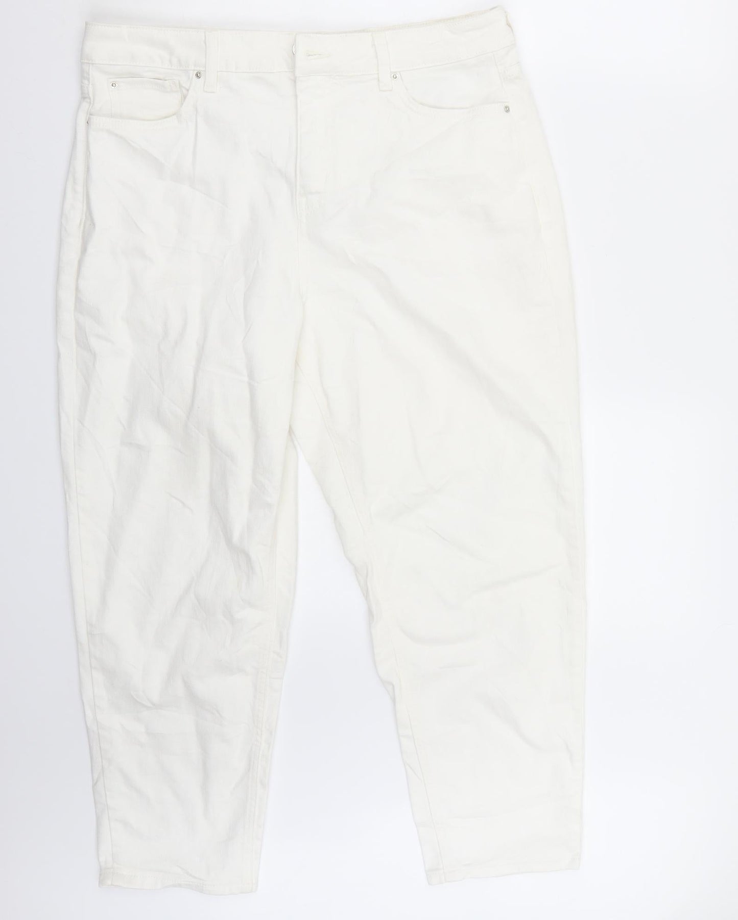 Womens UK Size 14 Marks and Spencer Regular Fit Straight White Jeans