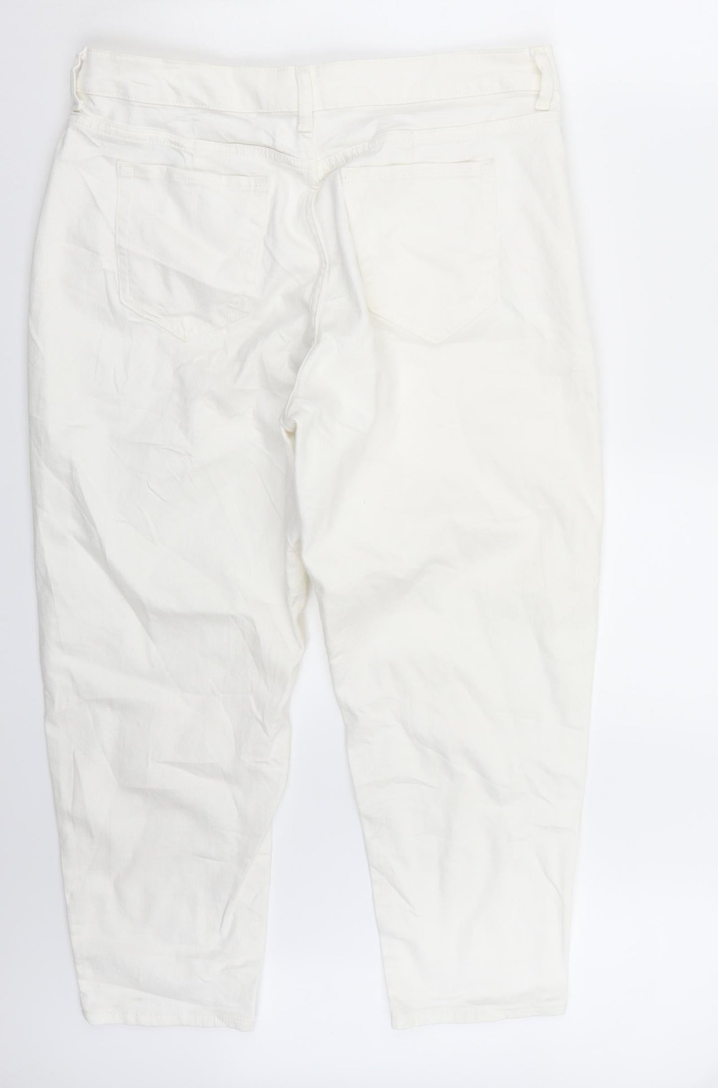 Womens UK Size 14 Marks and Spencer Regular Fit Straight White Jeans