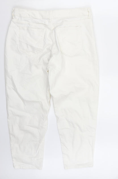 Womens UK Size 14 Marks and Spencer Regular Fit Straight White Jeans