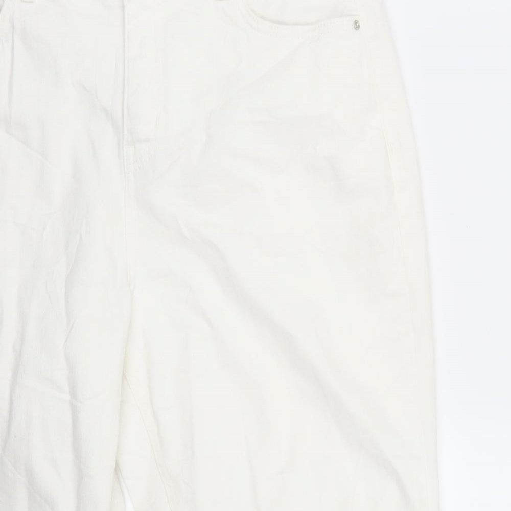 Womens UK Size 14 Marks and Spencer Regular Fit Straight White Jeans