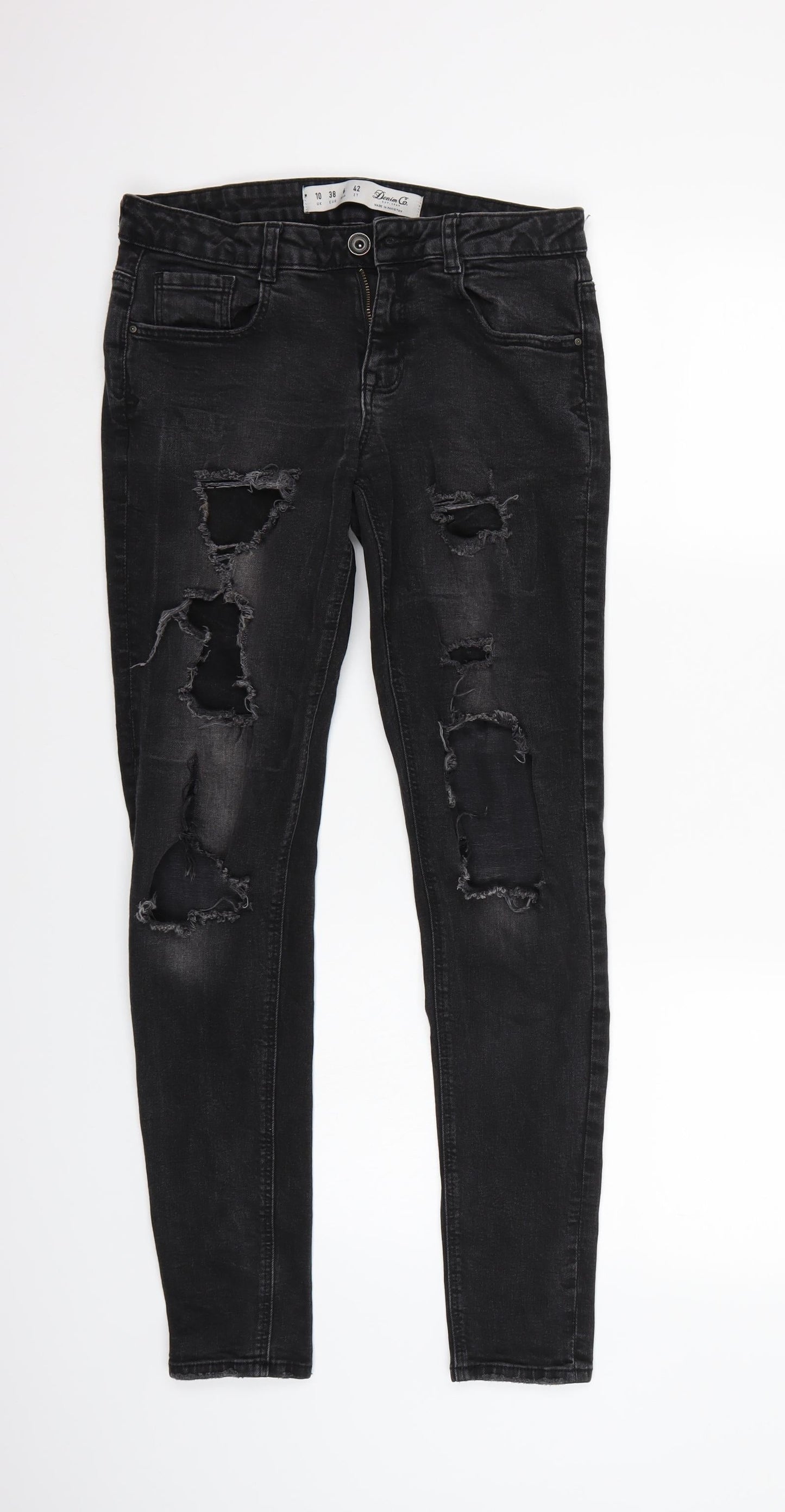 Denim & Co. Womens Black  Canvas Skinny Jeans Size 10 L29 in