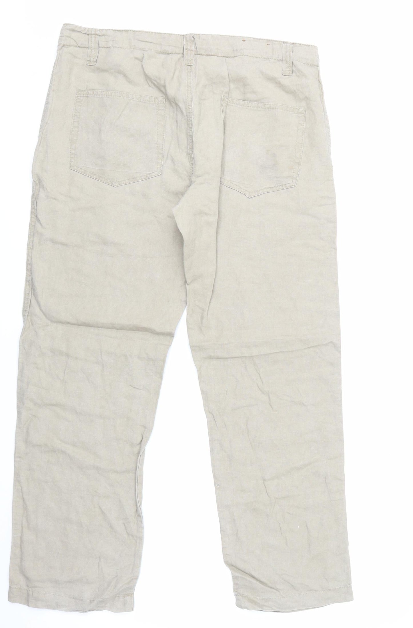 Womens UK Size 34 in H&M Regular Fit  Beige Trousers