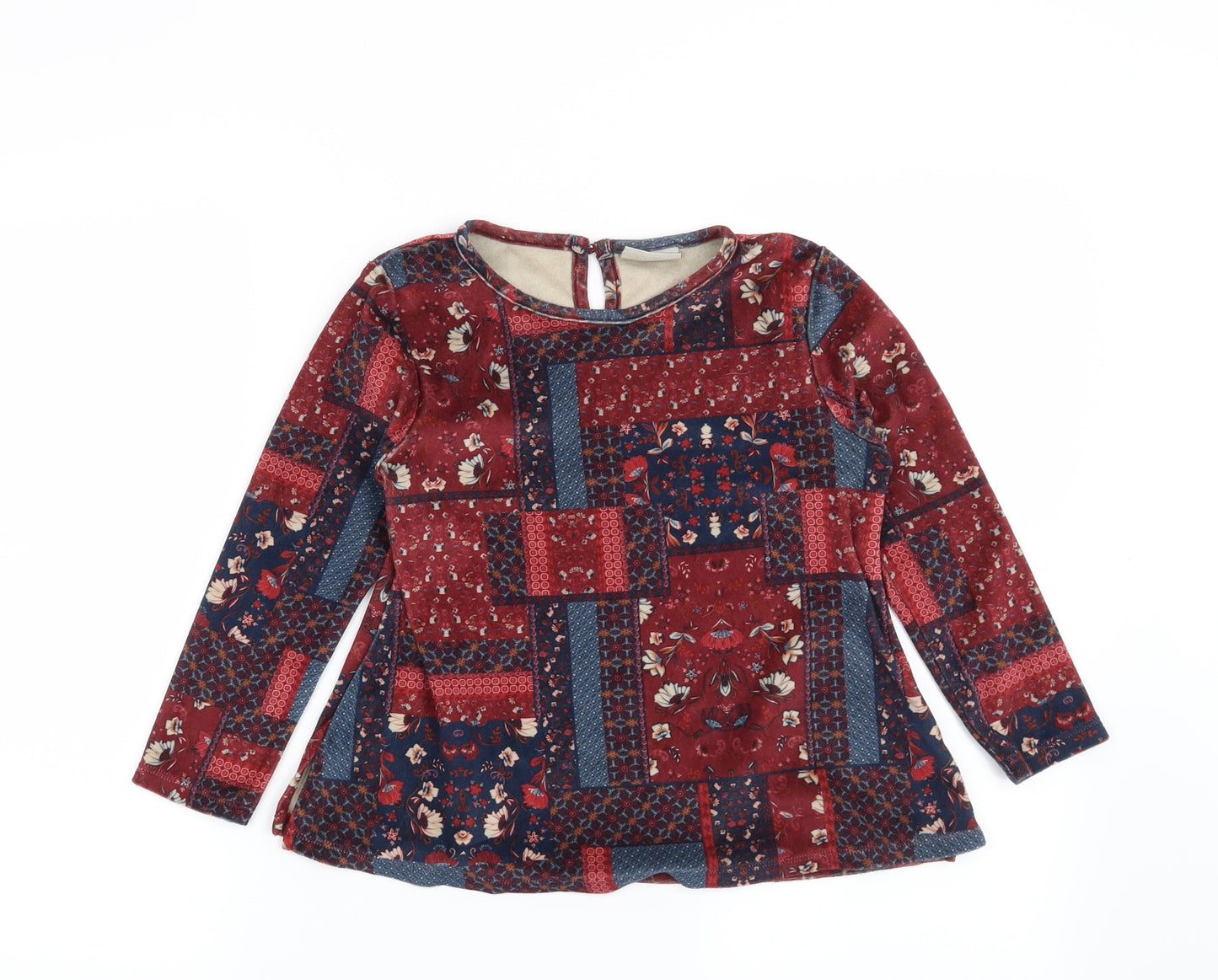 Matalan Girls Red Floral  Pullover Sweatshirt Size 7 Years