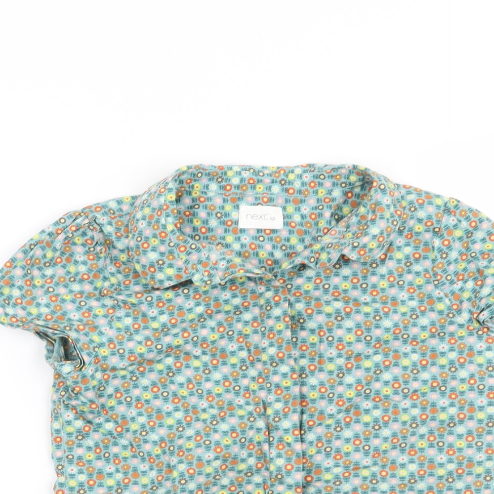 NEXT Girls Green Floral  Basic Button-Up Size 8 Years