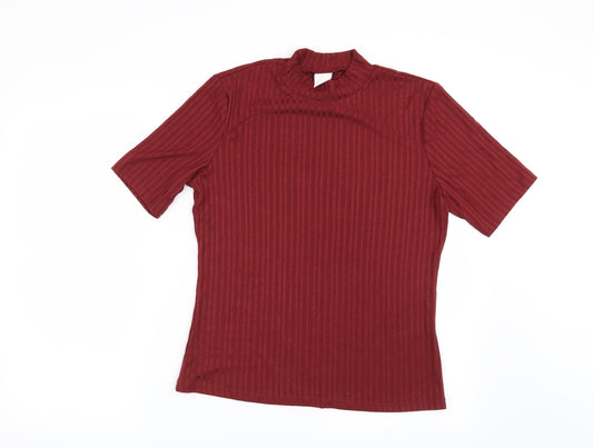 H&M Womens Red Striped  Basic Blouse Size L
