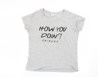Friends Womens Grey Solid  Top Pyjama Top Size S  - How you doin? Friends