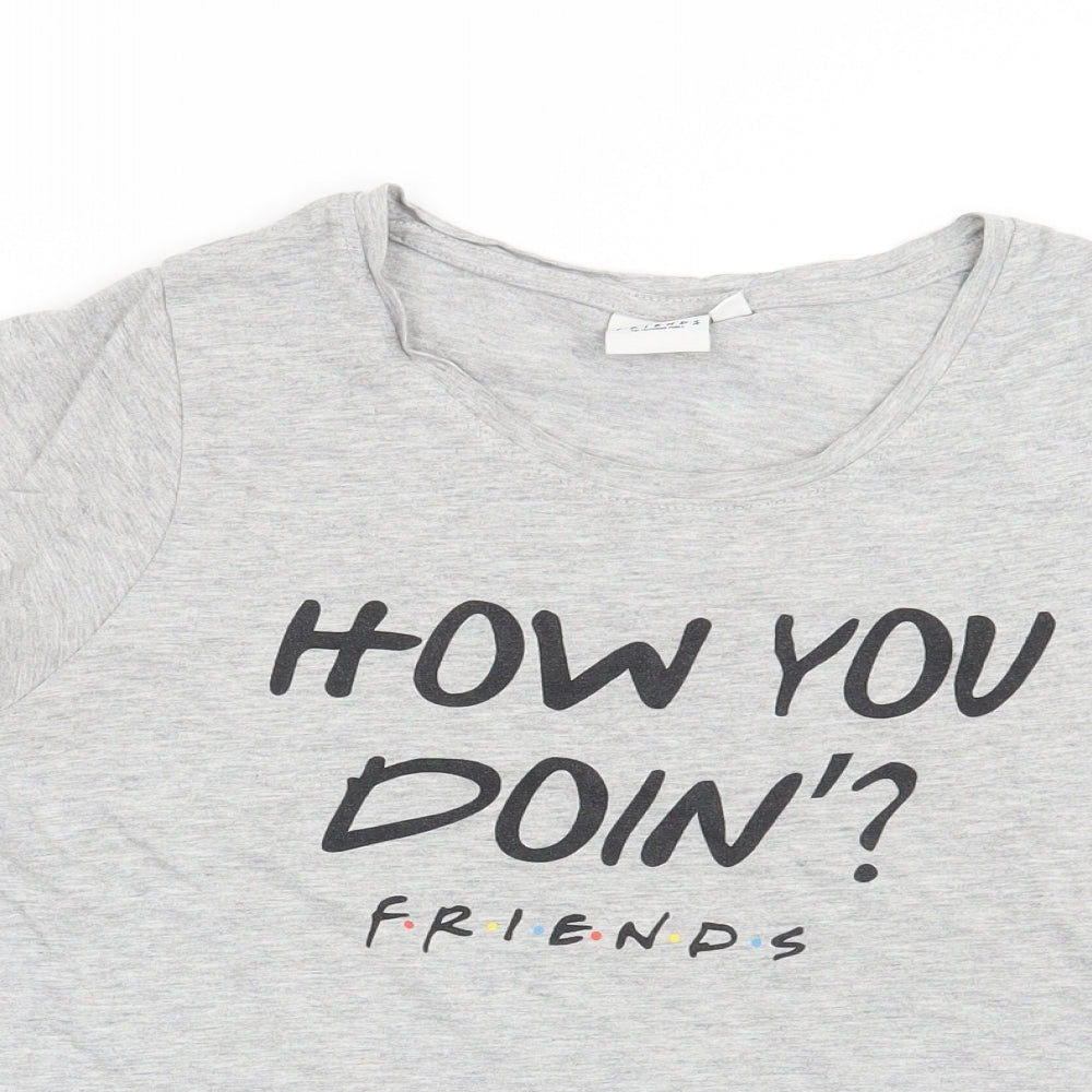 Friends Womens Grey Solid  Top Pyjama Top Size S  - How you doin? Friends