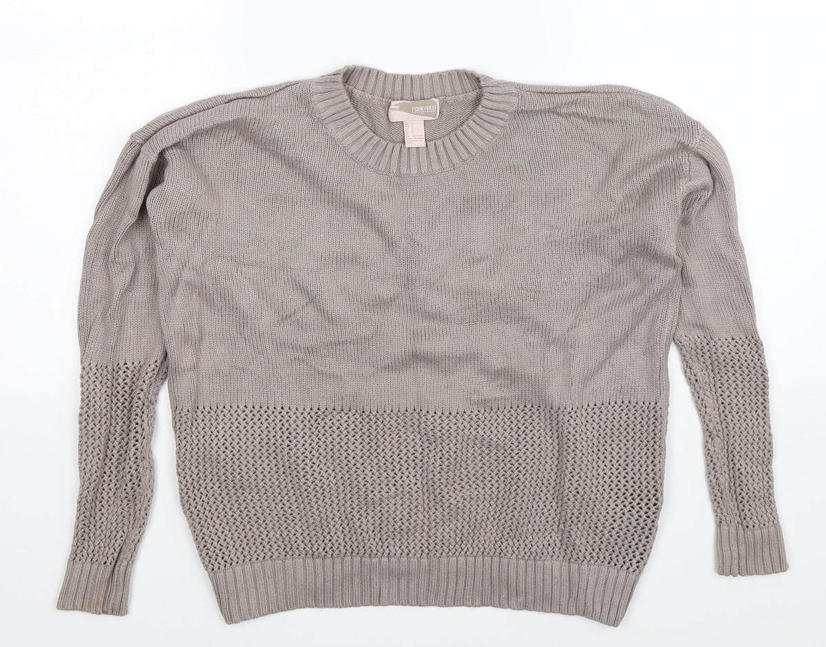 FOREVER 21 Womens Grey  Knit Pullover Jumper Size S